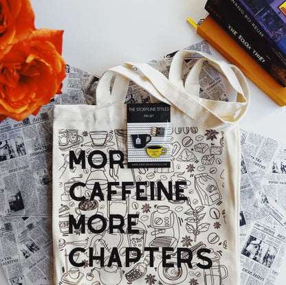 Café Reads Tote & Pins Gift Set